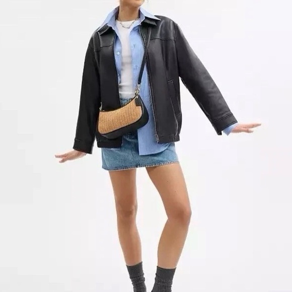 COACH Teri Leather 2-Way Straw Shoulder Bag Crossbody Purse - Picture 2 of 9